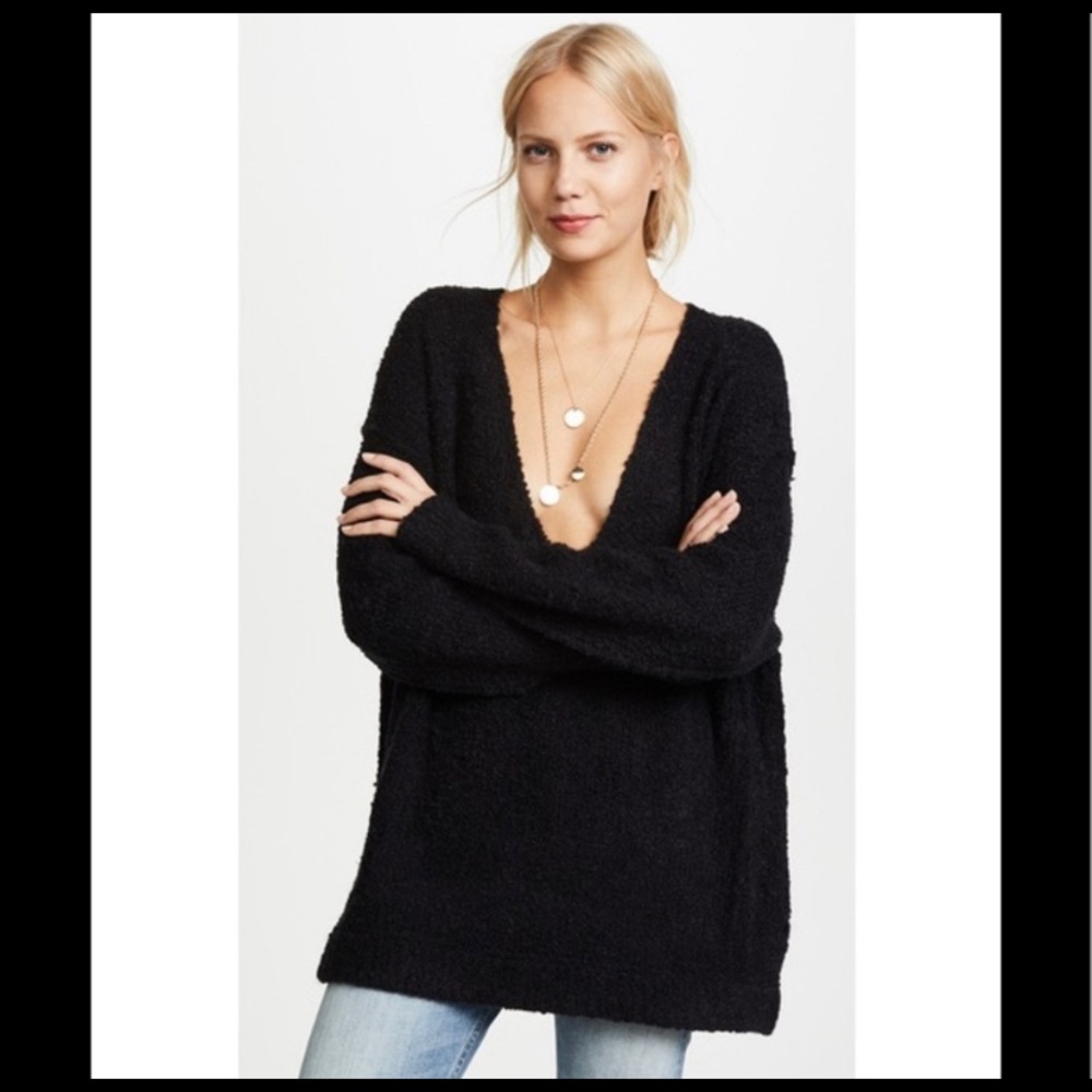 Free People Lofty V-Neck Alpaca Pullover Sweater - Picture 2 of 10